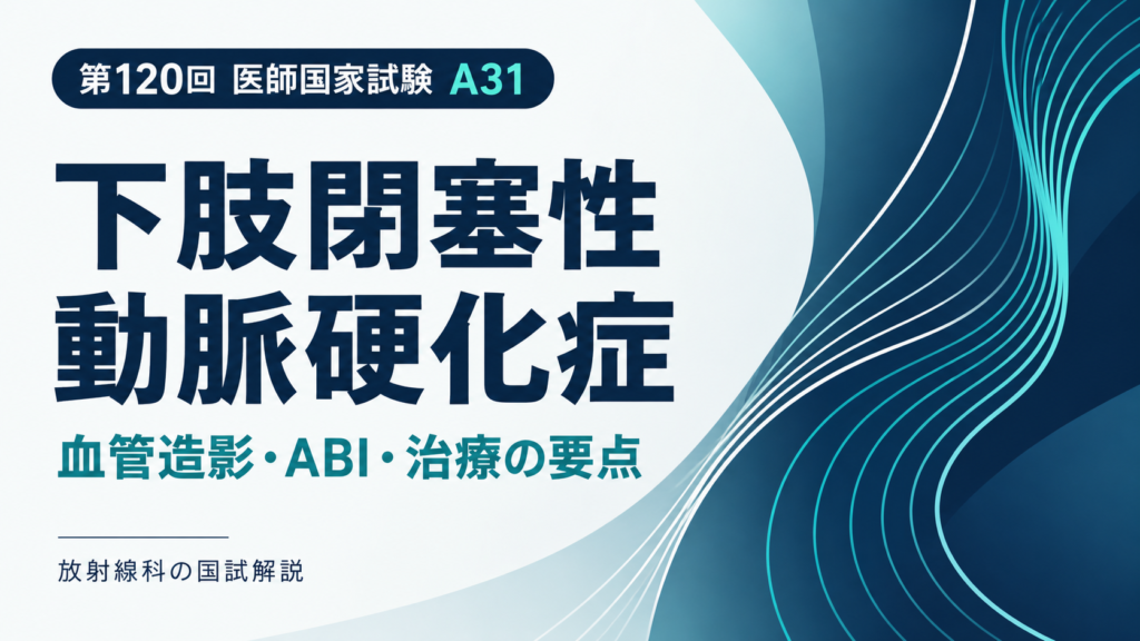 下肢閉塞性動脈硬化症の血管造影・ABI・治療|第120回医師国家試験A31