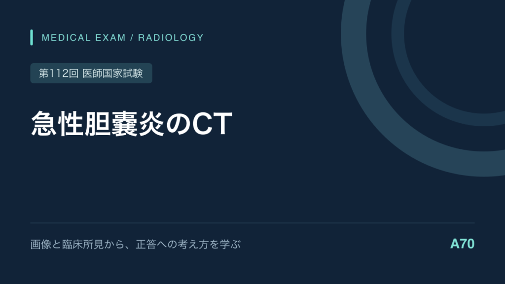急性胆嚢炎のCT|胆嚢摘出とPTGBDの使い分け|第112回医師国家試験A70